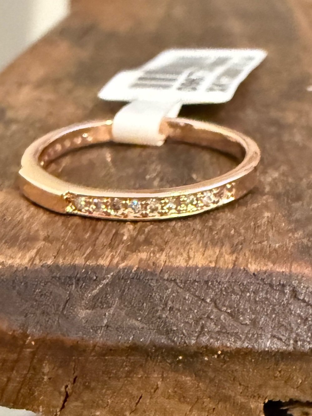 Rose Gold Pavé Slim Stackable Ring with Clear Stones